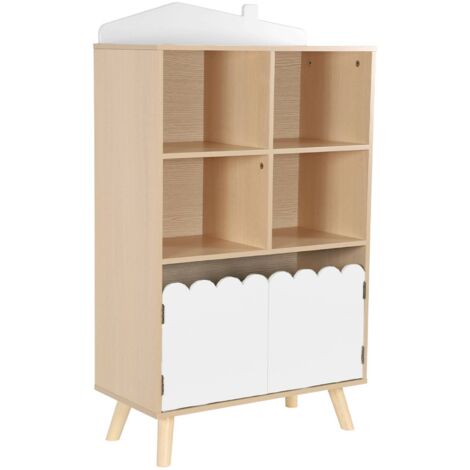 Bibliothèque enfant blanche 2 portes et 4 étagères