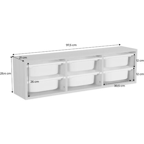 Meuble de rangement pour enfant. naturel. 6 bacs en plastique