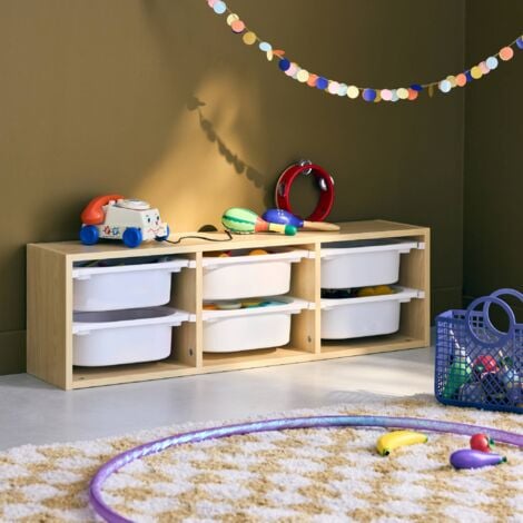 Meuble de rangement pour enfant. naturel. 6 bacs en plastique