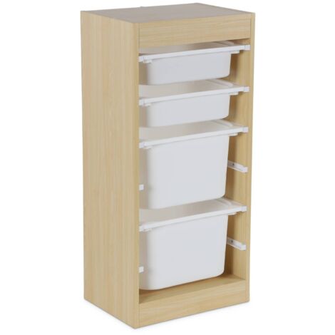 Meuble de rangement naturel enfant 4 bacs de rangement
