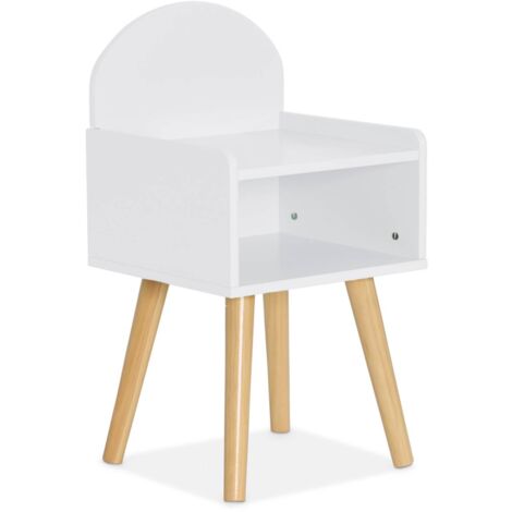 Table de chevet chambre enfant. blanc. pieds en pin (1/5)