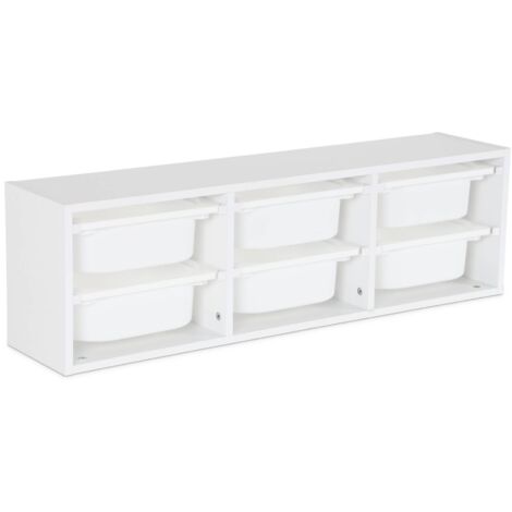 Meuble de rangement pour enfant. blanc. 6 bacs en plastique