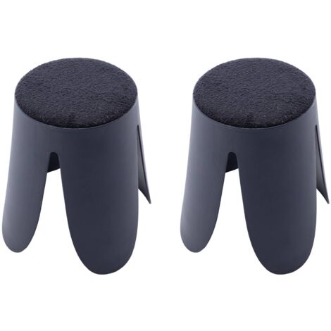 Set de 2 tabourets empilables bleu marine. bouclette texturée. NIKI. Ø30 / 44 x H46cm