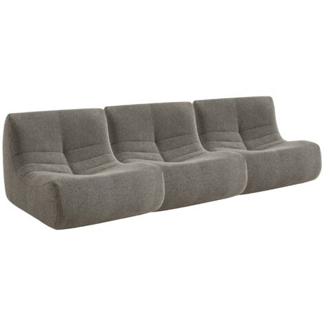 Lot de 3 fauteuils chauffeuses en bouclette texturée gris style contemporain 1 place (1/5)