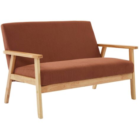Banquette canapé 2 places en bois et tissu velours côtelé. Isak. L 114 x P 69.5 x H 73cm Velours côtelé Marron (1/5)