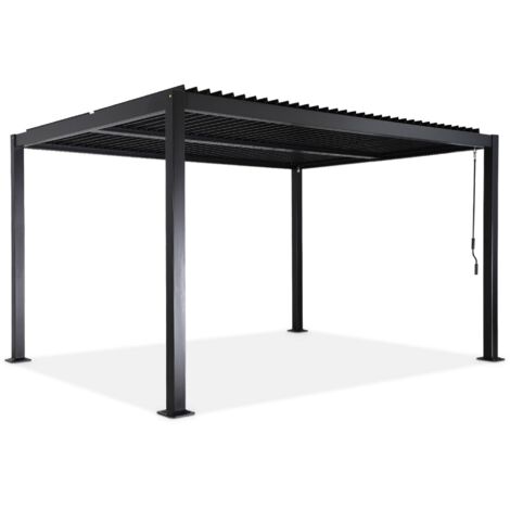Pergola bioclimatique noir. aluminium et acier. 3x4m. lames orientables