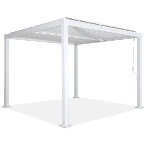 Pergola bioclimatique blanche. aluminium et acier. 3x3m. lames orientables (1/5)