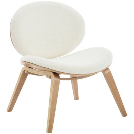 Fauteuil relax décor bois courbé placage effet chêne et bouclette texturée (1/5)