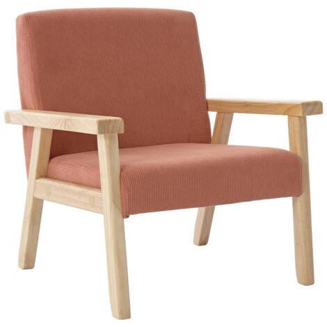 Fauteuil enfant en bois et velours côtelé terracotta. ISAK L 47 x P 43.5 x H 50cm