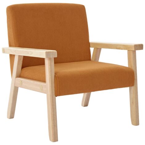 Fauteuil enfant en bois et velours côtelé moutarde. ISAK L 47 x P 43.5 x H 50cm
