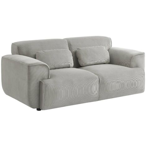 Canapé. Wallas. 2 places. tissu velours côtelé L 178 x P 97.5 x H 73cm Velours côtelé Gris clair