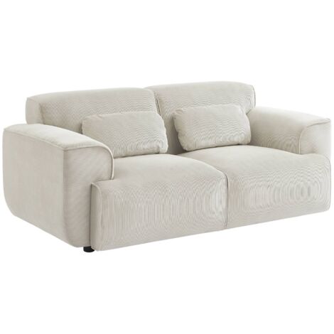 Canapé. Wallas. 2 places. tissu velours côtelé L 178 x P 97.5 x H 73cm Velours côtelé Crème (1/5)