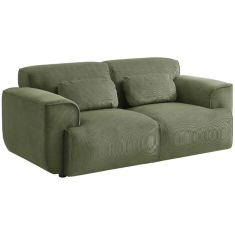 Canapé. Wallas. 2 places. tissu velours côtelé L 178 x P 97.5 x H 73cm Velours côtelé Vert