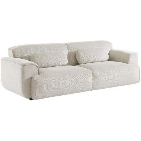 Canapé. Wallas. 3 places. tissu velours côtelé L 230 x P 98 x H 73cm Velours côtelé Crème (1/5)