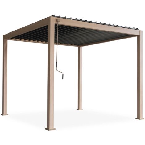 Pergola bioclimatique aluminium coloris bois Triomphe 3x3 m lames orientables