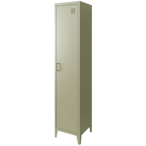 Armoire chambre en métal vert clair. 4 espaces de rangement