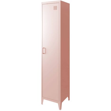Armoire chambre en métal rose. 4 espaces de rangement