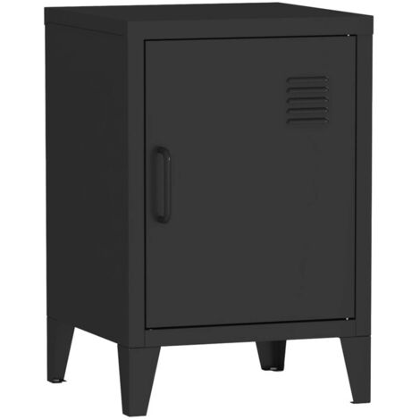 Table de chevet en métal noir. 1 porte