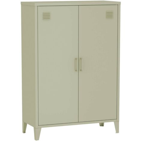 Commode/armoire en métal vert. 2 espaces de rangement
