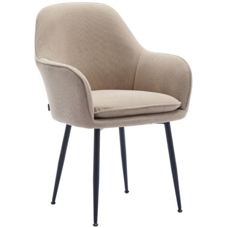 Fauteuil en velours côtelé taupe et pieds en métal noir mat. L 57 x P 59 x H 84.5 (1/5)