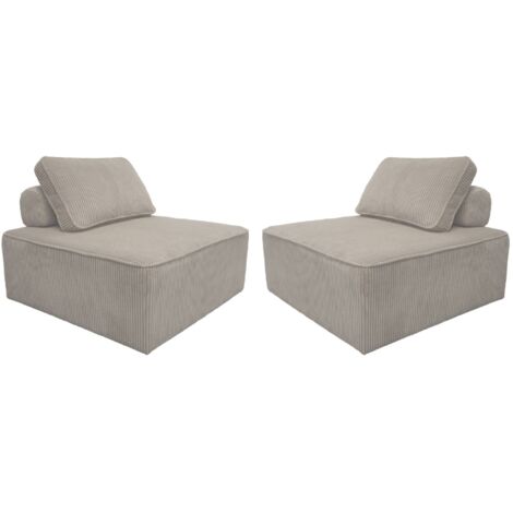 Lot de 2 chauffeuses pour canapé modulables velours côtelé Velours côtelé Gris clair (1/5)