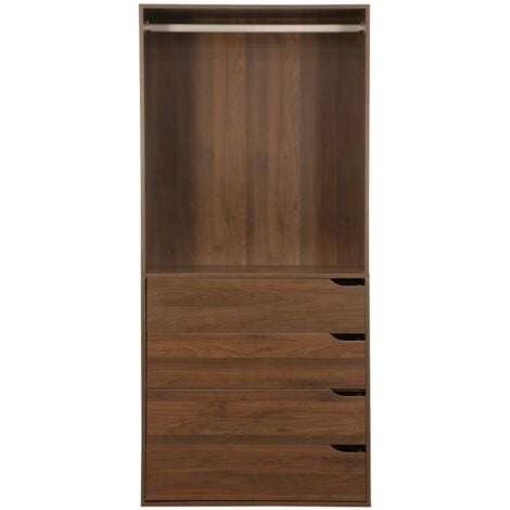 Module dressing avec 4 tiroirs et 1 penderie noyer. panneaux stratifiés