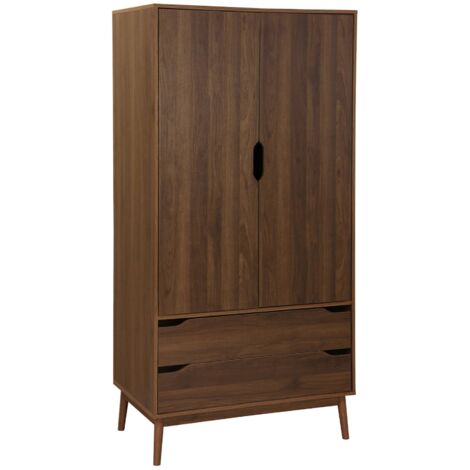 Armoire dressing vintage décor bois 2 portes. 2 tiroirs. 1 tringle