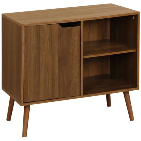 Buffet de rangement effet bois de noyer 1 porte. 2 étagères. buffet bas. 80cm (1/5)