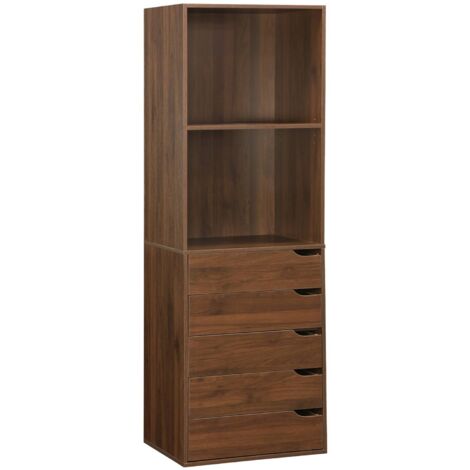 Module dressing avec 5 tiroirs et 2 étagères. noyer. panneaux stratifiés