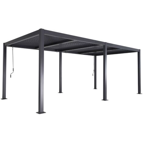 Pergola bioclimatique anthracite. aluminium et acier. 3x6m. lames orientables