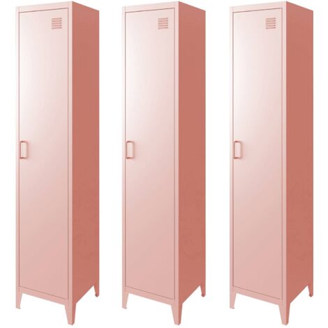 Armoire chambre en métal rose. 4 espaces de rangement. L 180 x l 38 x H 38cm (1/5)