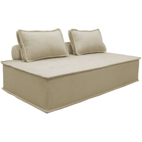 Chauffeuse deux places pour canapé modulable tissu capitonné Polyester Beige (1/5)
