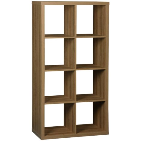 Etagère bibliothèque 4 niveaux 8 compartiments. effet bois de manguier. L 76 x P 39 x H 146cm