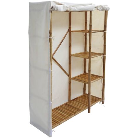 Armoire dressing en bambou. 3 étagères L110 x P40 x H170cm