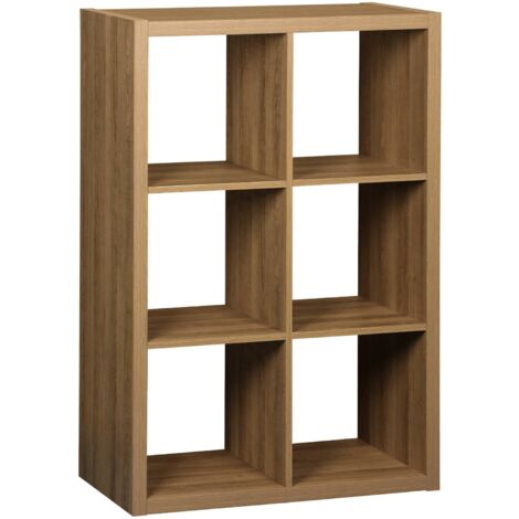 Etagère bibliothèque 2 niveaux 6 compartiments. effet bois de manguier. L 111.2 x P 39 x H 76cm (1/4)