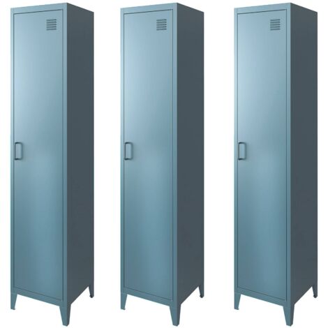 Armoire chambre en métal bleu pétrole. 4 espaces de rangement. L 180 x l 38 x H 38cm (1/5)