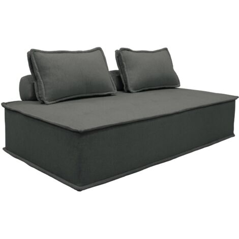 Chauffeuse deux places pour canapé modulable tissu capitonné Polyester Gris foncé (1/5)