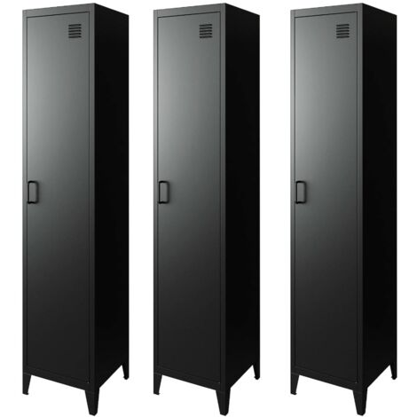 Armoire chambre en métal noir. 4 espaces de rangement. L 180 x l 38 x H 38cm (1/5)