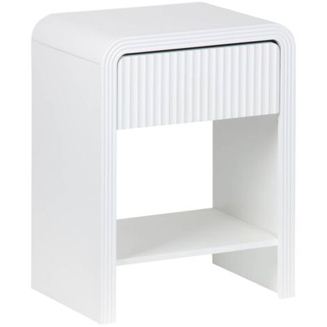 Table de chevet effet bois blanc rainuré 1 tiroir. 1 étagère (1/2)