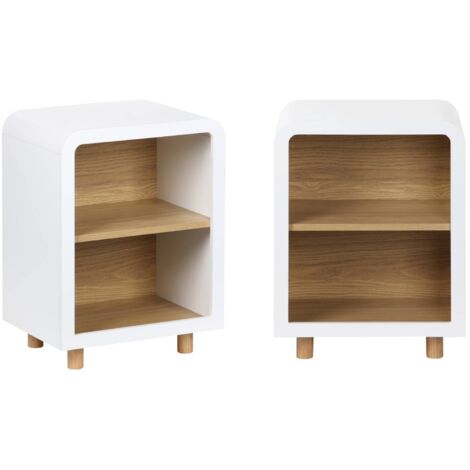 Lot de 2 tables de chevet effet bois 2 niches (1/5)