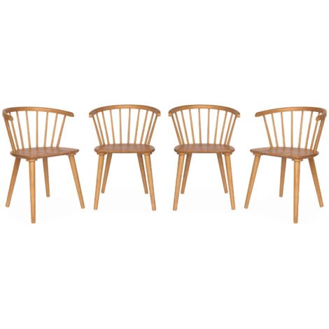 Lot de 4 chaises naturelles à barreaux en bois et contreplaqué. Paula. L 51 x P 53 x H 75cm (1/5)