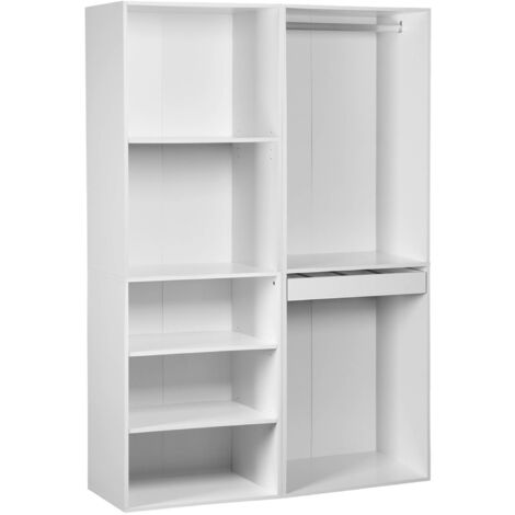Kit dressing modulable avec 2 éléments. étagères. penderie. porte pantalons. coloris blanc 120 x 45 x 180 cm (1/5)