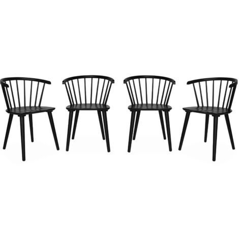Lot de 4 chaises noires à barreaux en bois et contreplaqué. Paula. L 51 x P 53 x H 75cm (1/5)