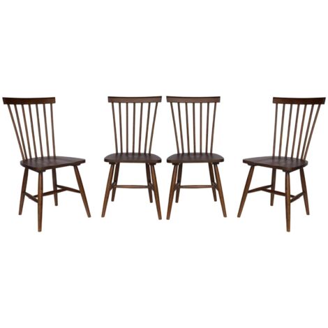 Lot de 4 chaises noyer à barreaux en bois d'hévéa. ROMIE. L 50.8 x P 44.2 x H 90cm. (1/5)