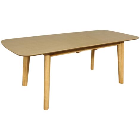 Table à manger extensible rectangulaire 160 - 210cm. placage chêne. teinte naturelle. L 160/210 x P 90 x H 76cm (1/5)
