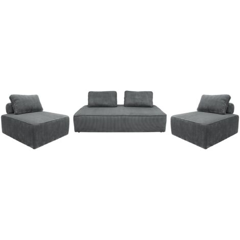 Ensemble chauffeuses LAO pour canapé modulable en velours côtelé 4 places gris foncé (1/5)