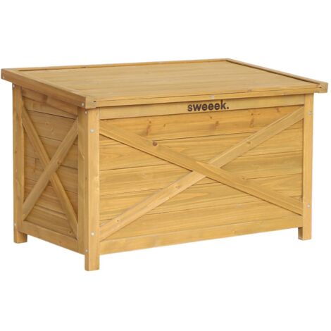 Coffre de rangement en bois 80 cm. naturel. L80 x P48 x H50cm. capacité 100L