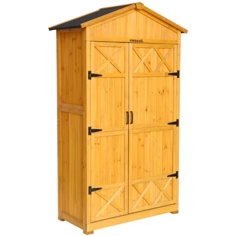 Abri de jardin 105 cm en bois. 6 espaces de rangement. L 105x P 55.5 x H 178.5cm (1/5)