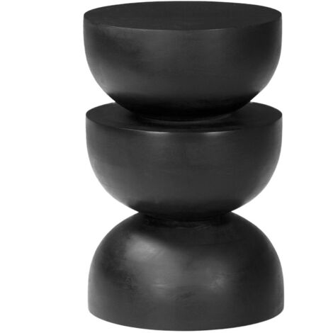 Table d'appoint. bout de canapé. table de chevet. tabouret en bois de manguier. Noir . Sita. Ø30 x H 45cm