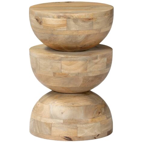 Table d'appoint. bout de canapé. table de chevet. tabouret en bois de manguier. Naturel. Sita. Ø30 x H 45cm (1/3)